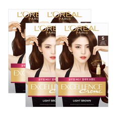로레알파리 엑셀랑스 크림 염색약, 5호 라이트 브라운, 4개