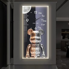 Uinox 곰돌이 시계 LED 무드등 대형 디자인 무소음 거실 고급 인테리어벽시계, (40x80cm)-C타입, (40x80cm)-C타입