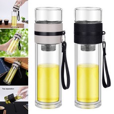 Borosilicate Glass Bottle Tea Stainless Steel Infuser Travel Mug with Strainer for Loose Leaf Te, 베이지색, 하나, 1개