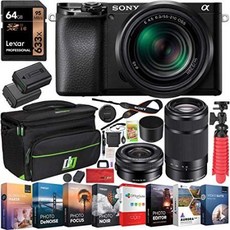 Sony a6100 Mirrorless Camera 4K APS-C ILCE-6100YB with 2 Lens Kit 16-50mm + 55-210mm Bundle with 2X, One Color_One Size, 상세 설명 참조0, 상세 설명 참조0