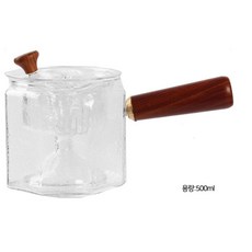 [C.S] 우드그립 내열유리 물결 티포트 500ml 홈카페분위기, 단일상품(UYW3193)