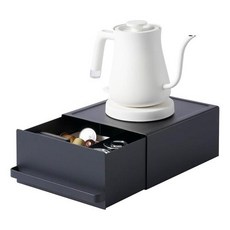 Yamazaki Home Tower 서랍이 있는 주방 가전제품 랙 - 설탕 티팩 믹서 커피 메이커 전기 냄비용 공간 절약형 밑 보관 정리함 스틸, 1개, 블랙
