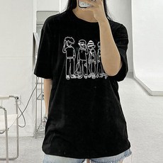 인기데일리티셔츠 드로잉 반팔티 여름 프린팅 여성 티셔츠 루즈핏