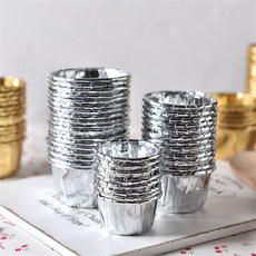 가정용 업소용 키친 은박 베이킹컵 에그타르트 베이킹컵 베이크웨어 50PC, 실버, 44mm*35mm, 1개