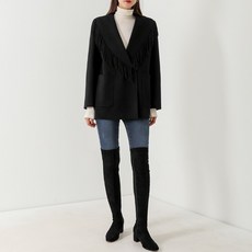 울100 숄 프린지 핸드메이드 코트