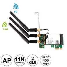 [해외] 데스크탑 컴퓨터 용 2dbi wifi 외부 분리형 안테나가있는 ubit 무선 듀얼 밴드 wie5300 pci-e wifi 어댑터 네트워크 카드, 검정