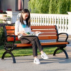 공원 의자 야외 벤치 목재 벤치 야외 안뜰 야외 의자, 등받이X - 1.5미터 태국 포멜로 색상, 1개