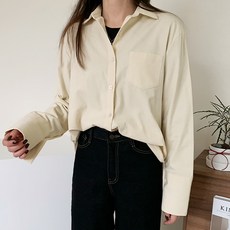 티데일리 [로켓] 피치 기모 커프스 셔츠 여성용 무지 기본 남방