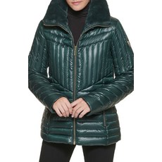 게스 Faux Fur 퀼팅 여성숏패딩 슬림핏 점퍼 Spruce