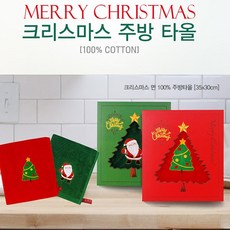 순면100%-크리스마스 주방타올1P, 1개, 그린