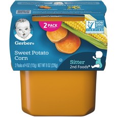 거버 어린이 액상 식품 113g 2개입, 고구마 & 옥수수(Sweet Potatoes & Corn), 226g, 1개 - 거버퓨레