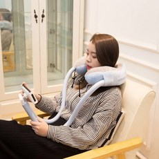 싸바싸바 차박 목베개 거치대 태블릿 스마트폰 자바라 목쿠션, 핑크