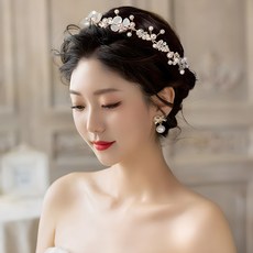 웨딩 티아라 왕관 큐빅 머리띠 셀프웨딩 파티 케이크 큐빅 진주 공주 드레스 브라이덜샤워 리프, S89003S(리프B, 1개 S89003S(리프B, 1개