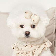 베일리 강아지 악세서리 리본핀, 1개, 플라워_아이보리