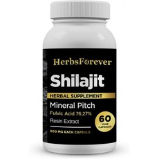 허브ever 실라지트 캡슐 미네랄 피치 특성 풀빅 산 76.27% 에너지 부스터 60개 각각 800mg