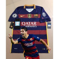 레플리카 바르셀로나 2015-16 홈 레트로 유니폼 반팔 수아레즈