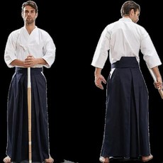 합기도 기 유니폼 면 바지 검도 하카마 블랙 딥 블루 화이트 일본 사무라이 전통 케이코기, 01 Black Hakama - 검도흰색호구