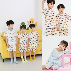 삐삐롱 반팔 7부 아동 실내복 초등 어린이 실내 무형광 잠옷 상하세트