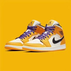나이키 에어조던 1 미드 Lakers 852542-700+ 양말 무료 증정커플 군성이네N41