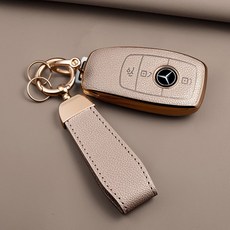 HAKO 소프트 가죽TPU 차키케이스+키홀더 (벤츠호환), M-02, 핑크베이지