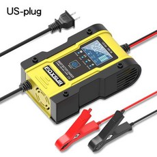 자동차 배터리 충전기 12V 및 24V 차량용 리튬 LiFePO4 AGM GEL WET Lead Acid 용 6-Amp 완전 자동 트리클, EU Plug Yellow