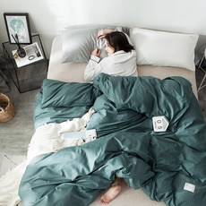 이불커버 BONAS전체면이불 세트싱글 100면 1인용커버 기숙사 1.5미터 침대순 솜이불 200x230, C16-카모그린