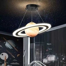 우주 행성조명 천장등 아이방 침실 토성조명 무드등, 1개, 우주인 토성 55cm LED 120W 삼색