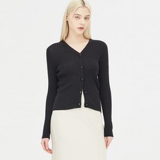 시슬리 브이넥 골지 가디건_SAKC72411BK 159151