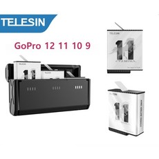 텔레신 고프로 히어로 배터리 12 11 10 9 1750mAh 충전기 세트, 3B 1C 세트
