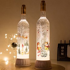 빈티지 와인병 디자인 워터볼 오르골 인테리어소품, 썰매산타
