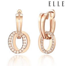 엘르 여성용 14K 투 써클 원터치 귀걸이 gold pin ELGPEE305