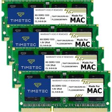 Timec 32GB KIT 4x8GB Apple DDR3 1333MHz PC310600 CL9iMac용 2010년 중반 27인치 2011년 21.527인치 SODIMM 메모리, 32GB KIT(4x8GB)