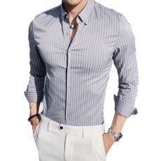 댄디브로 마른 남성 남자 슬림핏 구김없는 스프라이트 셔츠