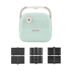 크로플 와플메이커 샌드위치 두꺼운 와플기계 와플기, 그린 스탠다드 (3 플레이트)