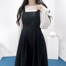 매일리룩 빅사이즈 뷔스티에 골덴 멜빵 플레어 롱 원피스