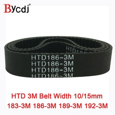 아크 HTD 타이밍 벨트 길이 183 186 189 192 폭 6/10mm 톱니 61 62 63 64 HTD3M 동기 펄스 3M, 10 개, 6mm, 192mm teeth 64, 10개
