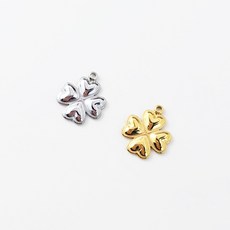 써지컬 하트 품은 네잎클로버 펜던트 클로버 악세사리 재료, 무도금, 1개
