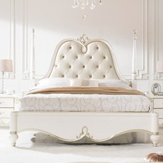 유캐슬 아벨리아 엔틱가구 원목 퀸침대 (매트리스 포함), 단품