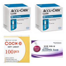 아큐첵 가이드 Accu-Chek Guide 혈당시험지 혈당검사스트립 세트(시험지200매+호환침200개+알콜솜200매) SW