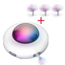 고양이 장난감 고양이 장난감 스마트 티저 ufo 애완 동물 턴테이블 잡기 훈련 장난감 usb 충전 고양이 티저 교체 가능 깃털 인터랙티브 자동, 세트 1
