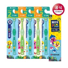 페리오 [페리오키즈]2단계 핑크퐁 칫솔 5입(색상랜덤)+핑크퐁 치약 1개(3-5세), 1세트