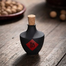 사케병 정종 감성 도자기 블랙 세라믹 도쿠리 술병 일본, 행객-술자 세 냥, 1개