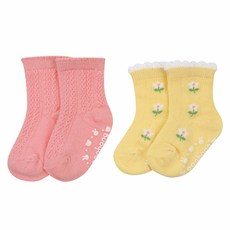 아가방 중계점 *BEST*레아 샤샤 단말 2세트 (PINK) *24년 여름신상* 은은한 짜임 포인트/플라워 패턴 디자인 부드럽고 착용감 좋은 유아 양말 2장 세트 6~36개월
