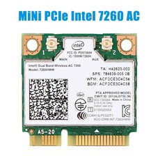 1200Mbps 무선 인텔 7260 AC Wifi 카드 7260HMW 하프 미니 PCI E 2.4G/5Ghz 블루투스 4.0 어댑터 802.11ac IPEX 안테나 노트북|네트, 단일, 1개, Intel 7260