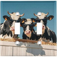 BTCOWZRV 우유 투입구 마개 우유투입구마개 원형 벽 플레이트 장식 2 갱 토글 커버 암소 조명 스위치 전기 콘센트 플러그 페이스 주방 침실 거실 예술 장식용 Q122993, 1개