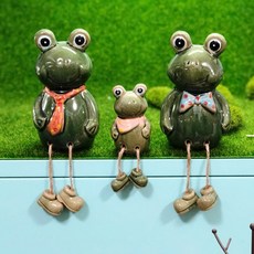 스마일 청개구리 가족 3P세트 도자기 장식품 장식인형 인테리어 소품 디자인 아이디어 상품