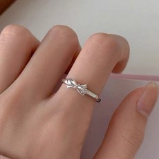 실버 반지 리본 큐티 심플 데일리 여성 기본 액세서리
