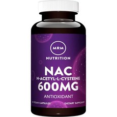 MRM Nutrition N아세틸시스테인NAC 600mg 항산화제 호흡기 건강 간 미토콘드리아 비건 글루텐 프리 60회 제공