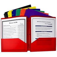 C-Line Two-Pocket Heavyweight Poly Portfolio Folde 3홀 펀치가 있는 C-라인 2포켓 헤비웨이트 폴리 포트폴리오 폴더 색상은 다를 수 있음, Assorted, One Folder - Letter Size