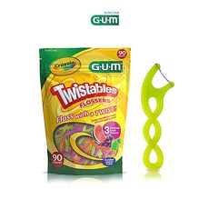 GUM 크레욜라 트위스트 어린이 유아 치실 90개입 (과일맛 불소코팅), 1개